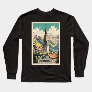 Chamonix, Mont Blan, Ski Poster Long Sleeve T-Shirt